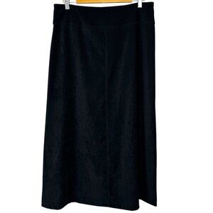 Tribal Faux suede black maxi skirt stretch waist Side zip Size 8